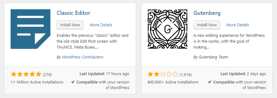 Classic Editor for WordPress 5.0